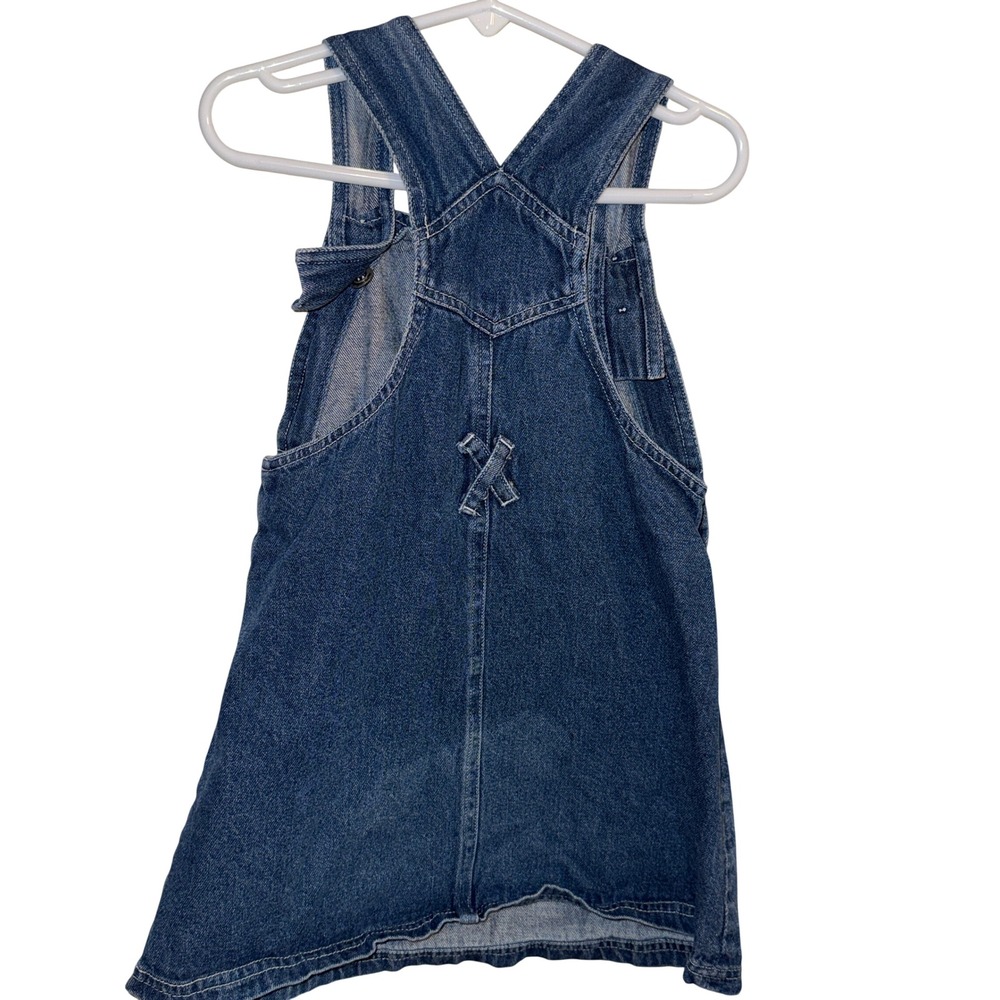 Vintage Disney Winnie the Pooh Denim Jumper Dress Blue Kids 4T Overall Dress - Picture 4 of 6